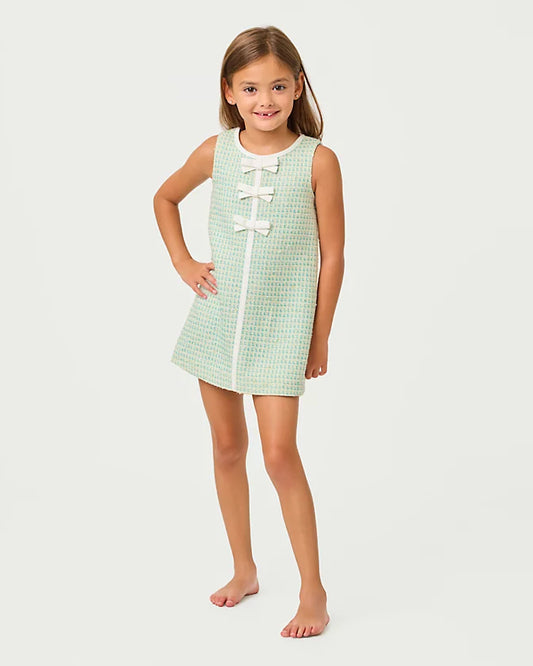 Mini Aria Shift Dress - Capri Blue Fantasy Boucle