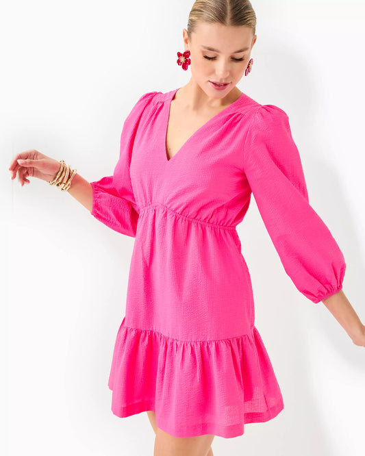 DEACON 3/4 SLEEVE V - NECK - PASSION FRUIT PINK