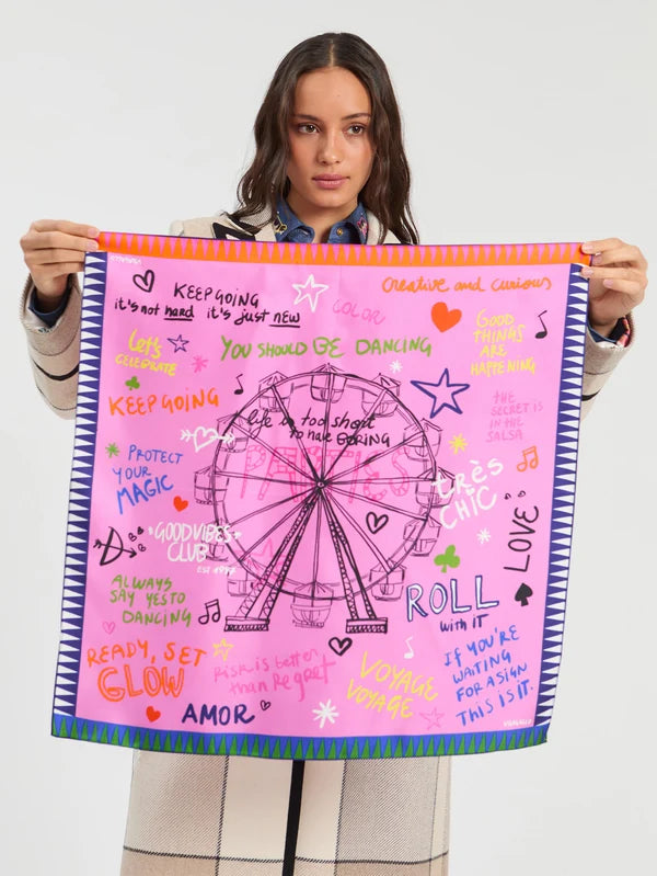 Silk Scarf - Ferris Wheel Pink