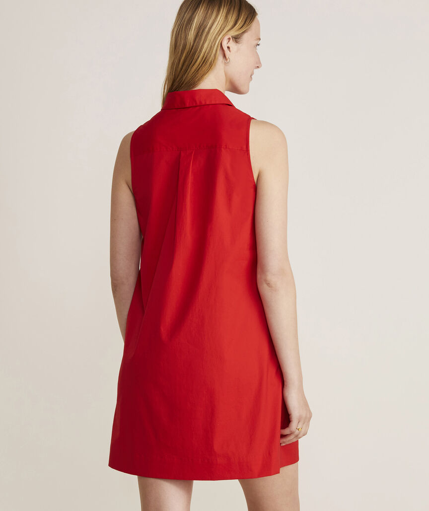 Poplin Sleeveless Popover Dress - Racing Red