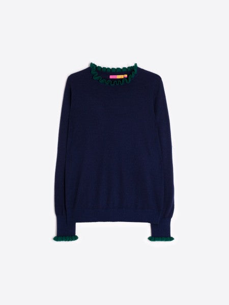 KNITWEAR JERSEY VOLANTES NAVY GREEN