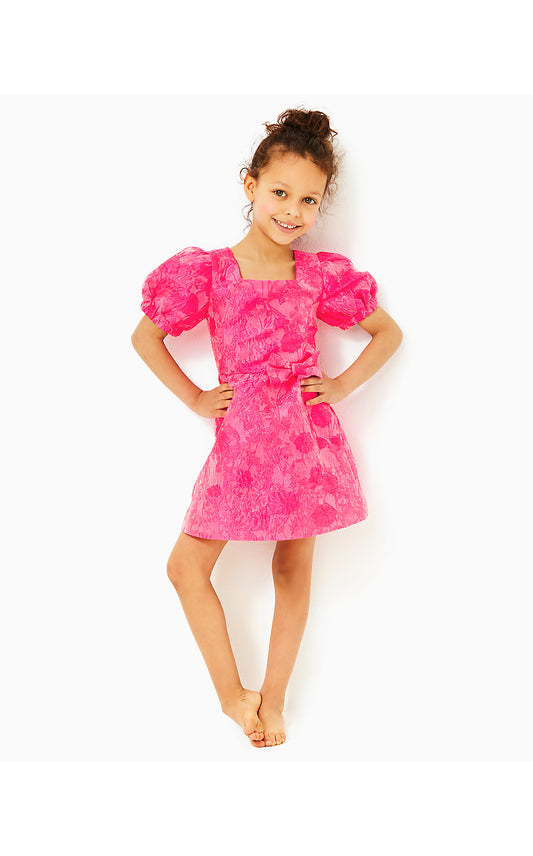 ALANNAH DRESS - PASSION FRUIT PINK - LEAF AN IMPRESSION JACQUARD