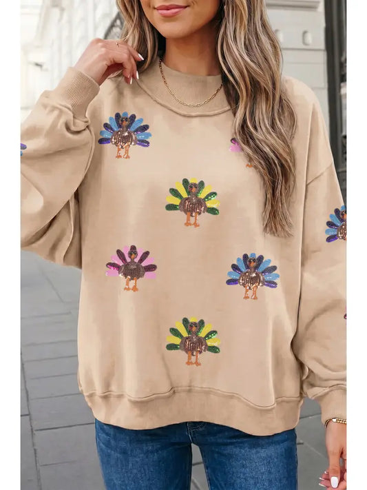 Thanksgiving Graphic Mockneck Reversible Sweatshirt