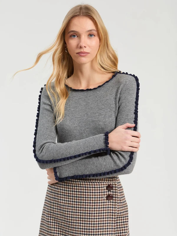 Ruffle Sweater - Grey