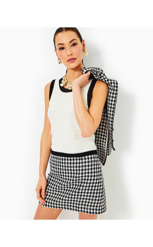 KELS MINI SKIRT - NOIR - HOUNDSTOOTH SEQUIN BOUCLE