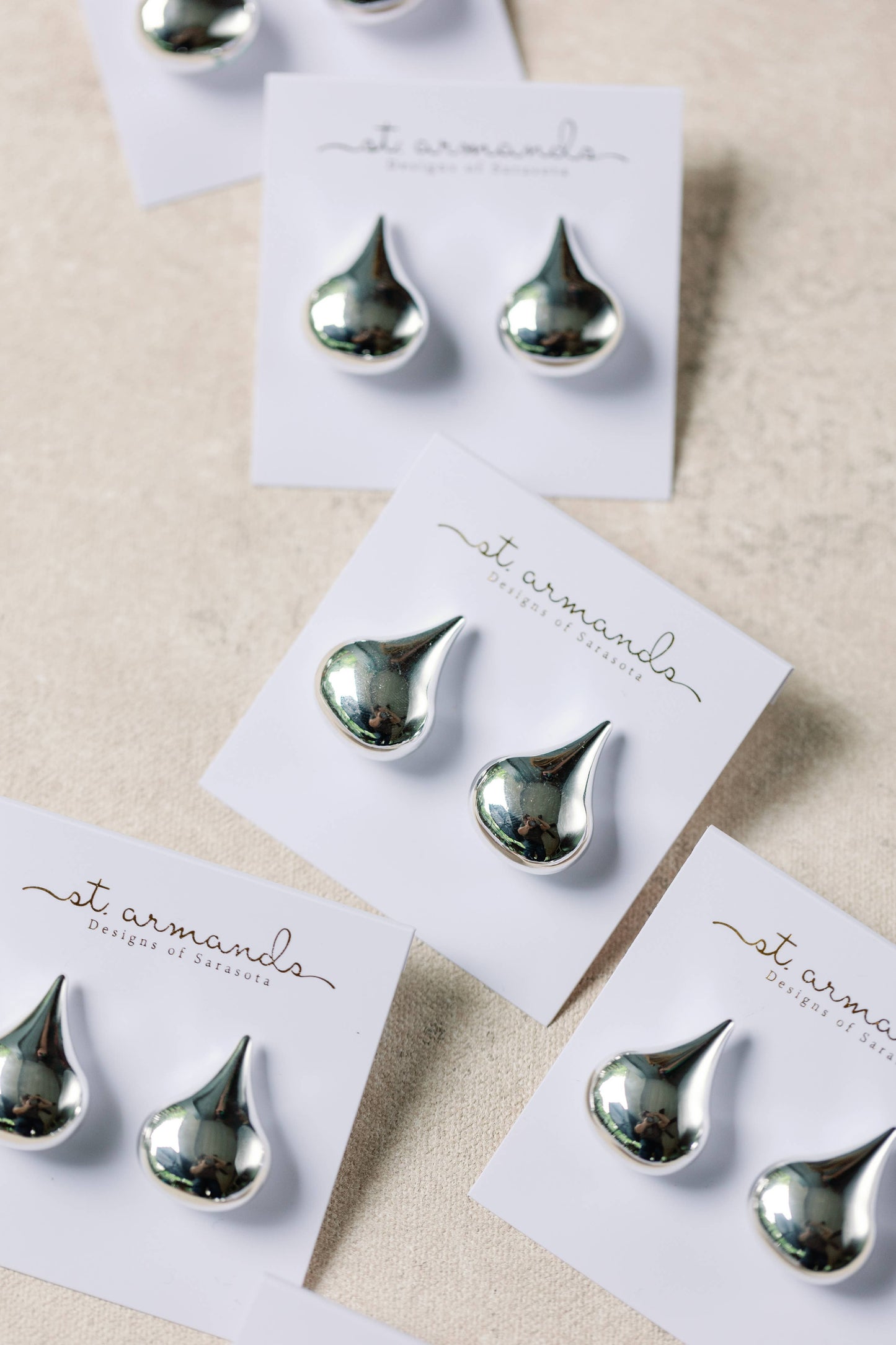 St Armands Designs of Sarasota - 1 Inch Silver Teardrop Statement Studs