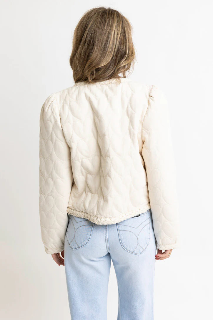 DENIM HEART STICH JACKET - IVORY