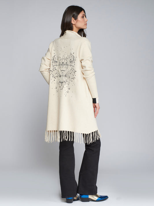 CARDIGAN WITH FRINGES- BEIGE