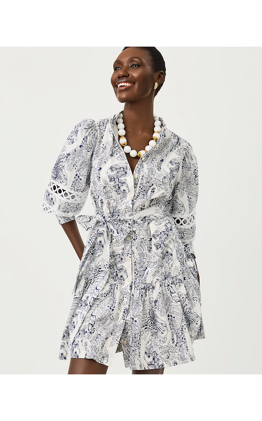 DRENA DRESS - COCONUT - LIL PALM PROWL