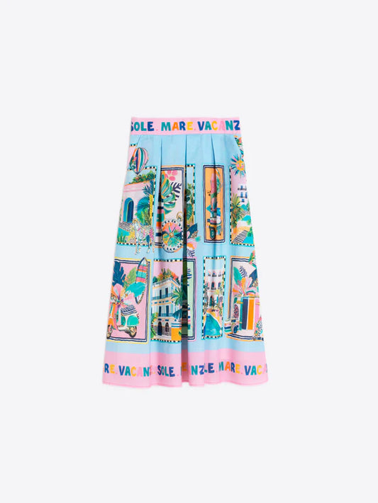 BLUE HOLIDAY PRINT SKIRT