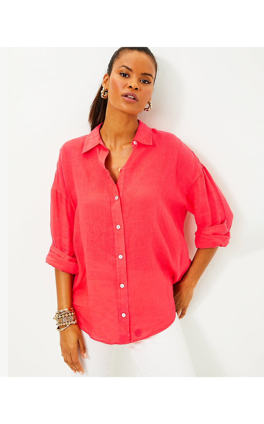 STEVEY RELAXED BUTTON DOWN - MIZNER RED