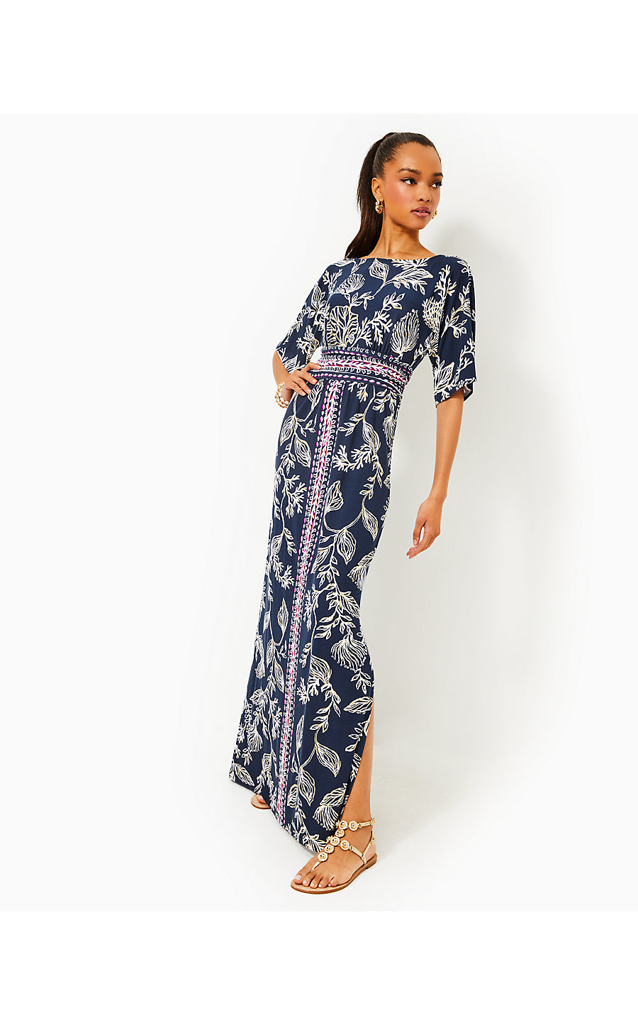 PARIGI BOAT NECK MAXI DRESS - LOW TIDE NAVY - COASTAL LOCALE ENGINEERED KNIT DRESS