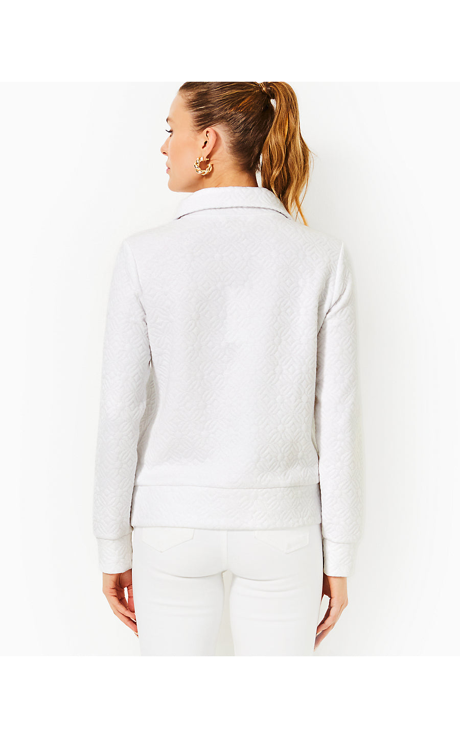 ELENI PULLOVER - RESORT WHITE - BUTTERFLY QUILTED KNIT