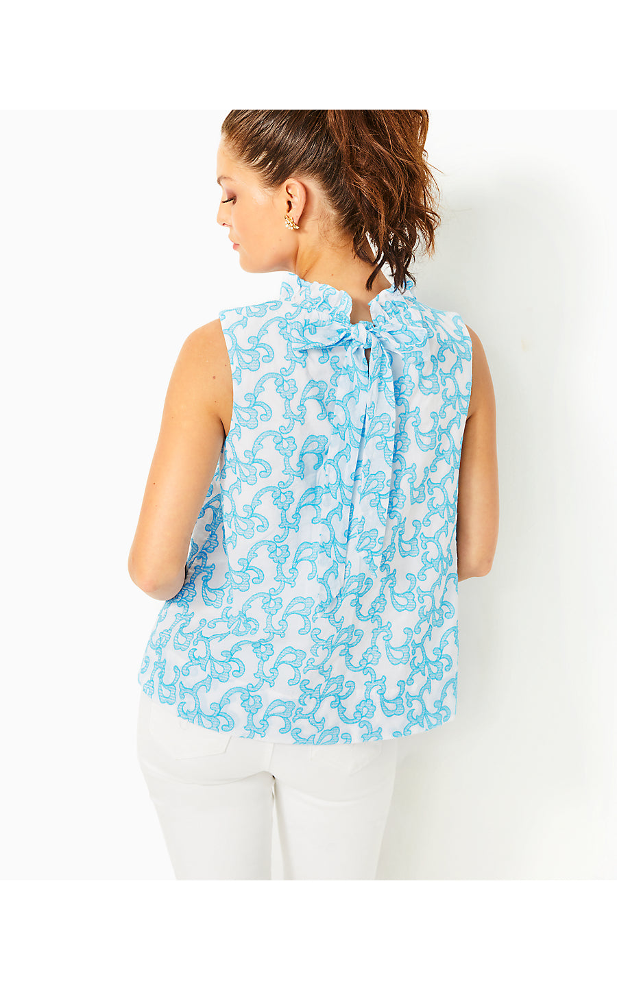 DAHLIANA EMBROIDERED TOP - LUNAR BLUE - FLAMINGLE