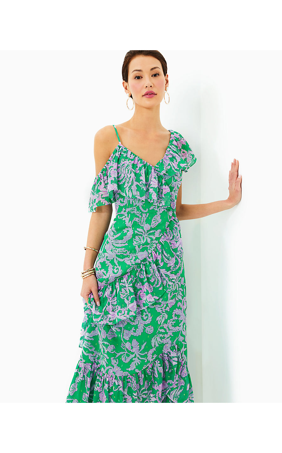 ROSALYNN RUFFLE MAXI DRESS - BRAZILIAN GREEN - SALTY SANDBAR