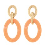 Linked Acrylic & Textured Metal Oval Earrings
