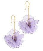 Flower Chiffon Earrings - Purple