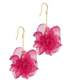 Flower Chiffon Earrings - Fuscia