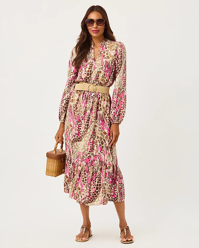 AXTON MIDI DRESS-PINK ASTER-SKETCHING ON SAFARI