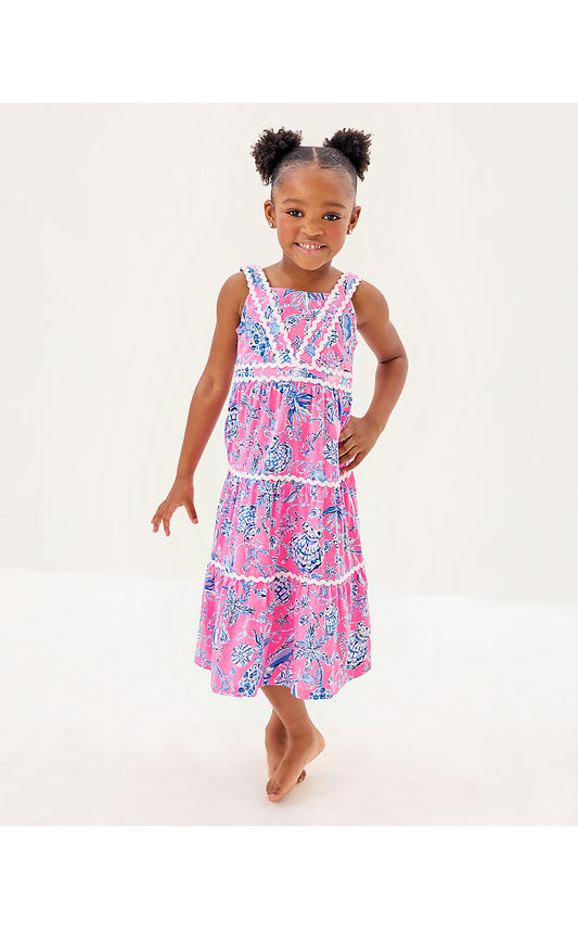 MINI POLLIE MIDI DRESS - ROUSSEAU PINK - BAREFOOT BEACHCOMBERS