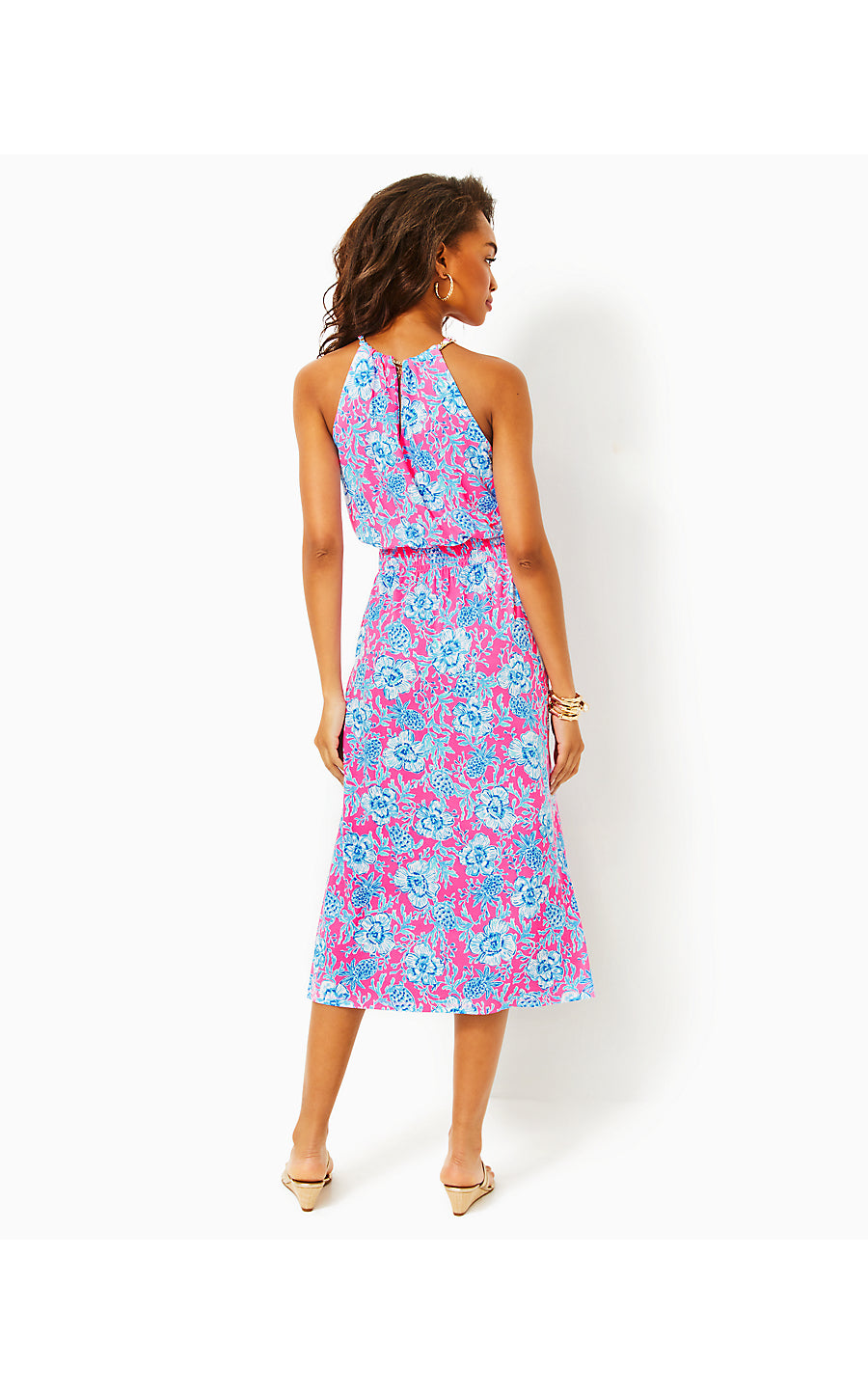 GRACELYN HALTER MIDI DRES - ROXIE PINK - WAVE N SEA