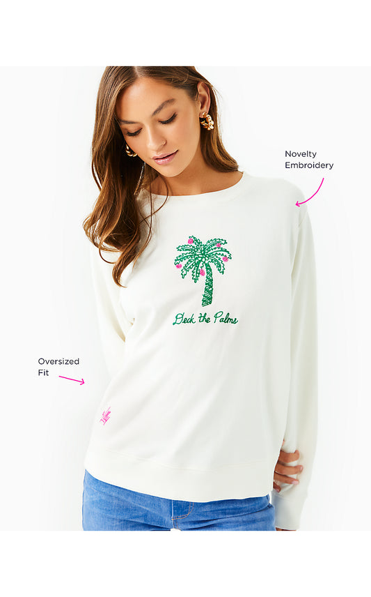 BALLAD LONG SLEEVE SWEATS-COCONUT-DECK THE PALMS EMBROIDERY