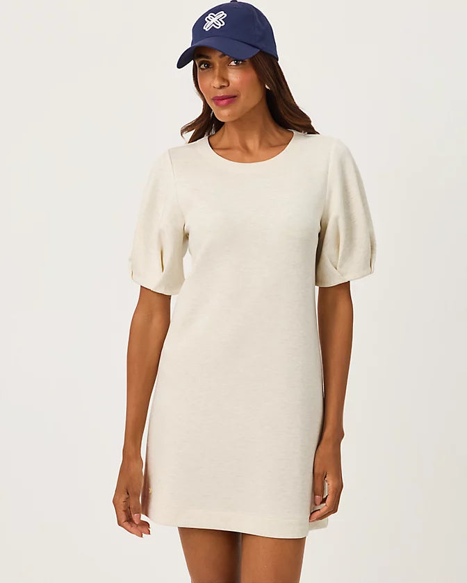 SEMANA BUBBLE SLEEVE DRES-HEATHERED COCONUT