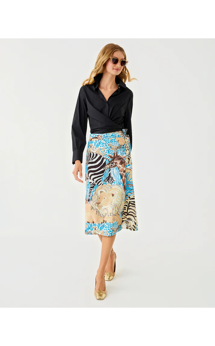 DUSTIN MIDI SKIRT - BREEZY AQUA - OVERSIZED LILLYS ZOO