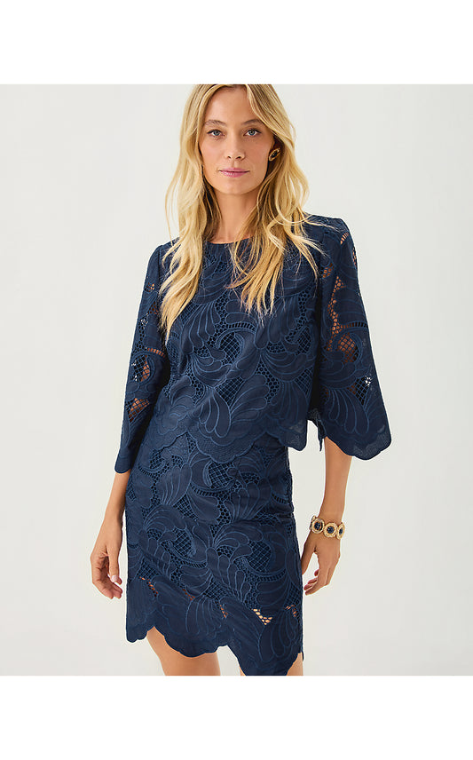 DEBRA LACE SKIRT - LOW TIDE NAVY - SWAY WITH ME SCALLOPED LACE