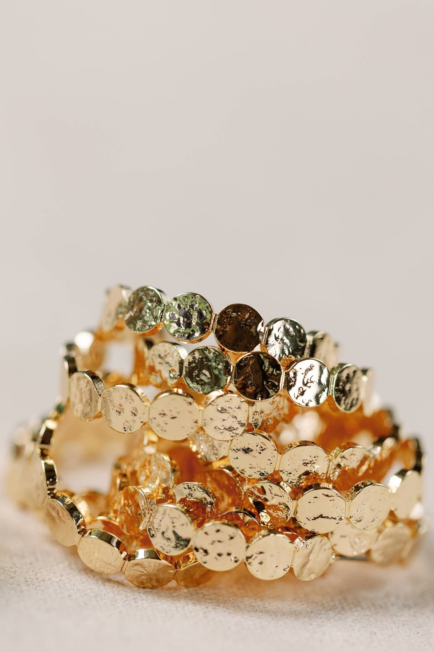 St Armands Designs of Sarasota - 1 Inch Hammered Gold Scalloped Hoop Earrings