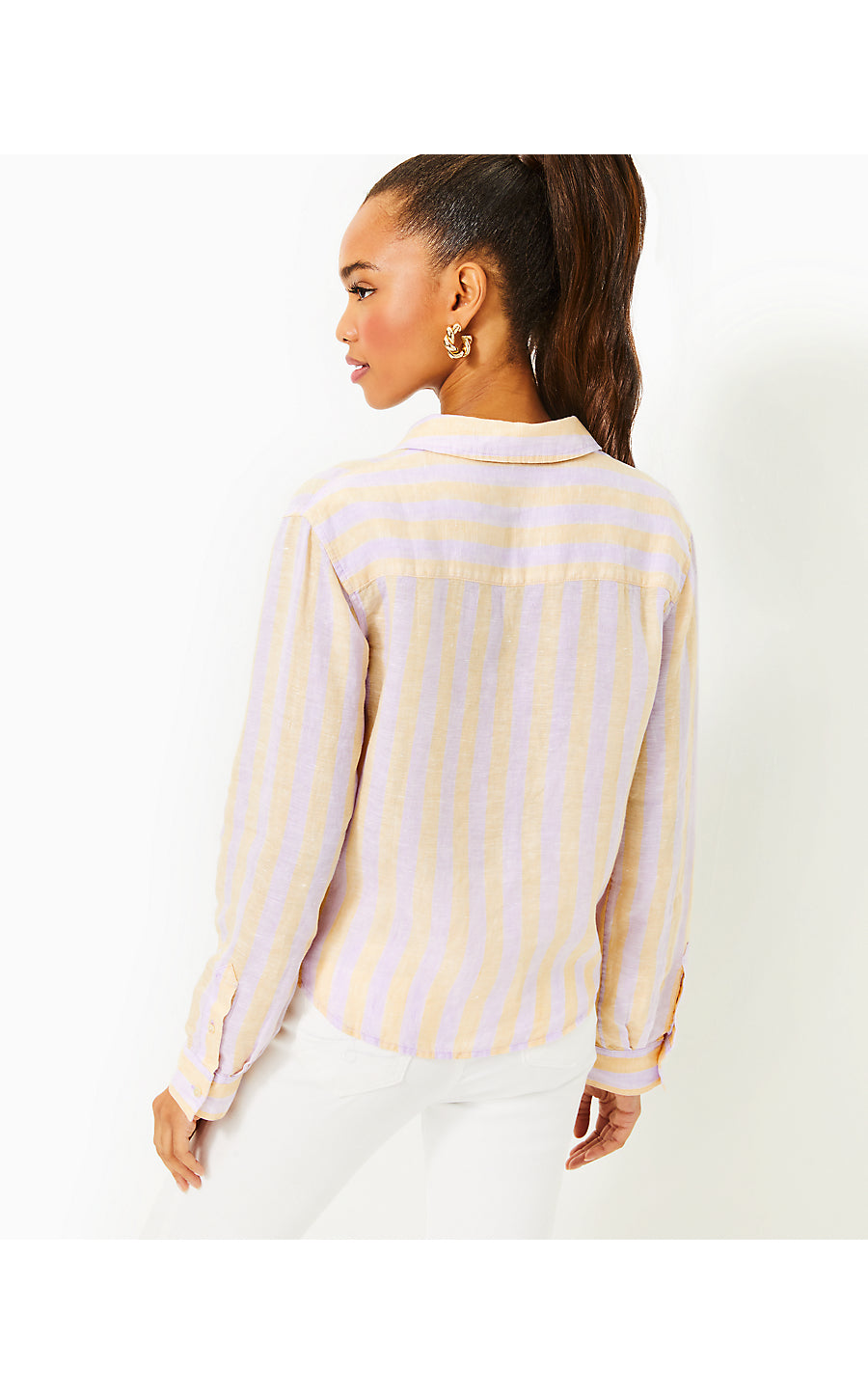 CORALYNN BUTTON DOWN - LILAC OPAL - ISLAND SECRETS STRIPE