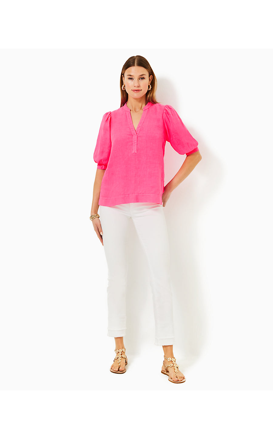 MIALEIGH LINEN TOP - PASSION FRUIT PINK