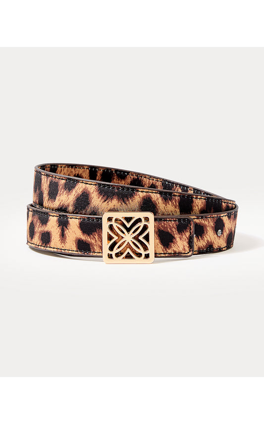 LP SKINNY LOGO BELT-MULTI-LEOPARD FAILLE ACCESSORIES