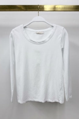 SOLID COTTON LONG SLEEVE TEE - BUTTER