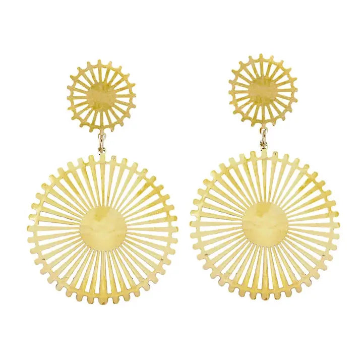 Gold Pinwheel Drop Earrings