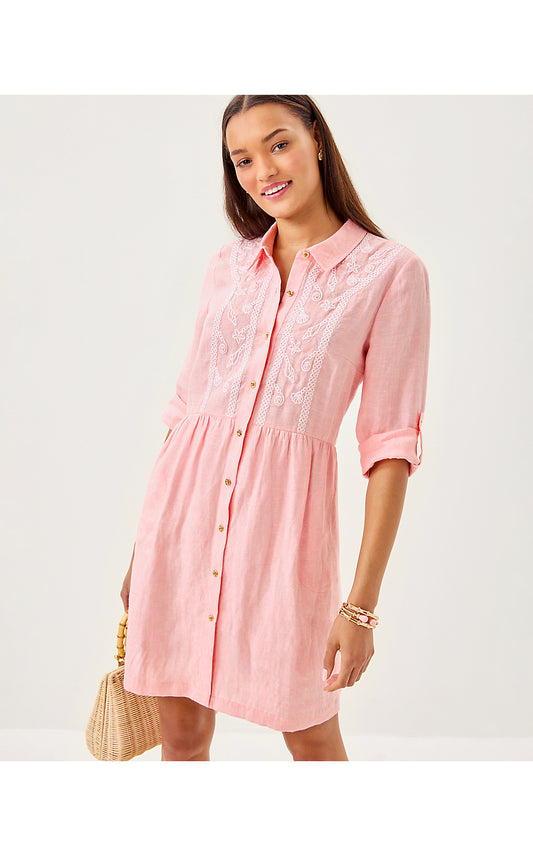 SHAELA DRESS - SORBET PINK X RESORT WHITE