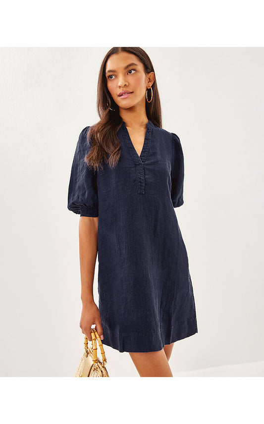 MIALEIGH ELBOW SLEEVE LINEN - TRUE NAVY X TRUE NAVY