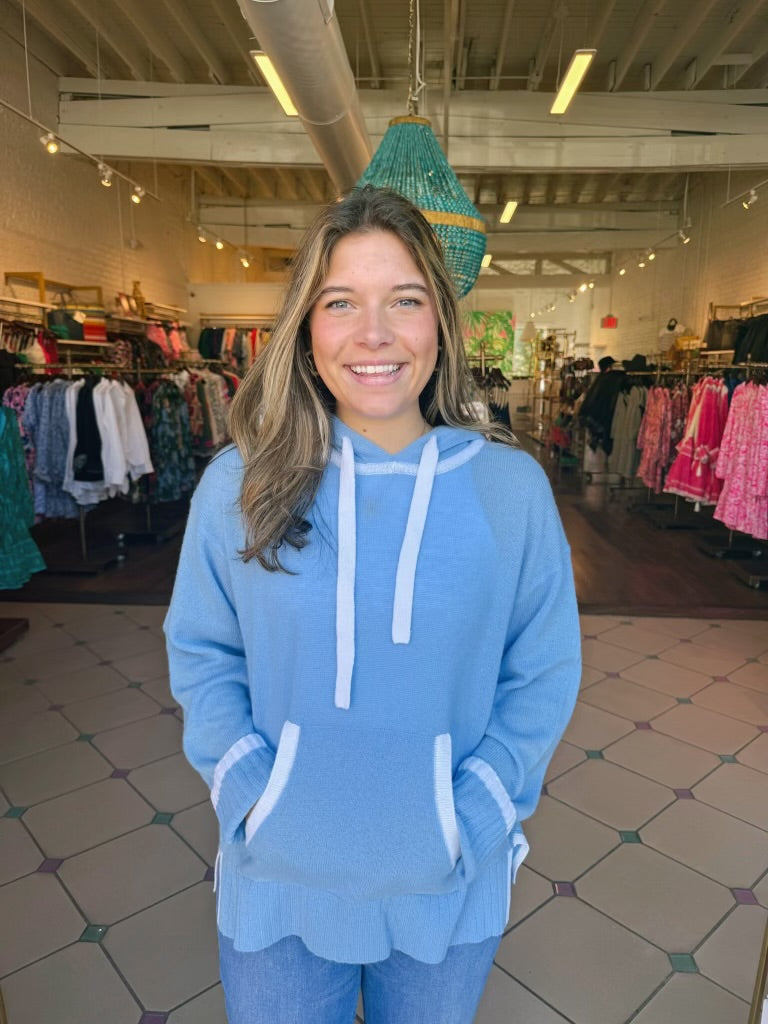 Cashmere Piper Hoodie - Chapel Hill and White