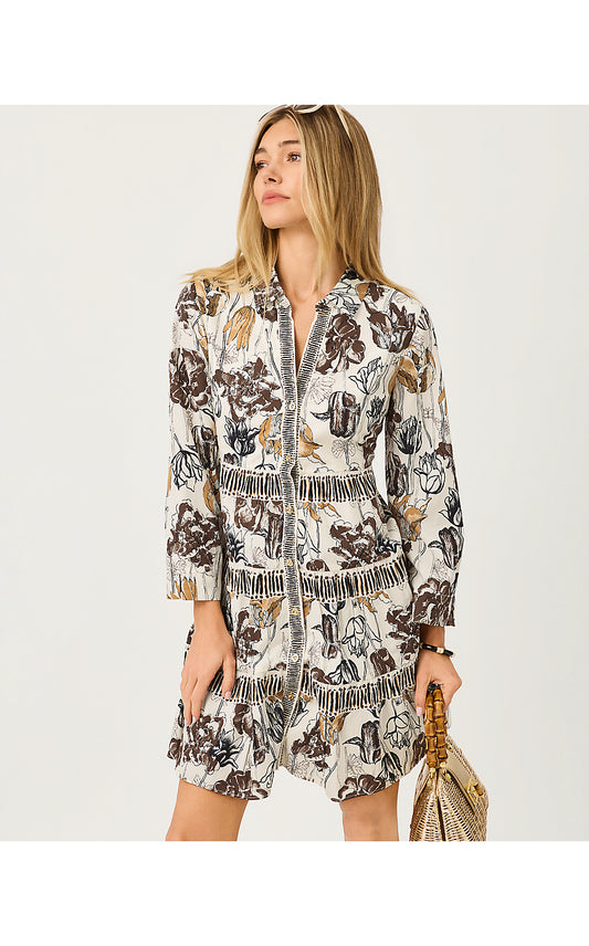 ANGIE DRESS - COCONUT - BIG LILLYS ENGINEERED WOVEN DRESS