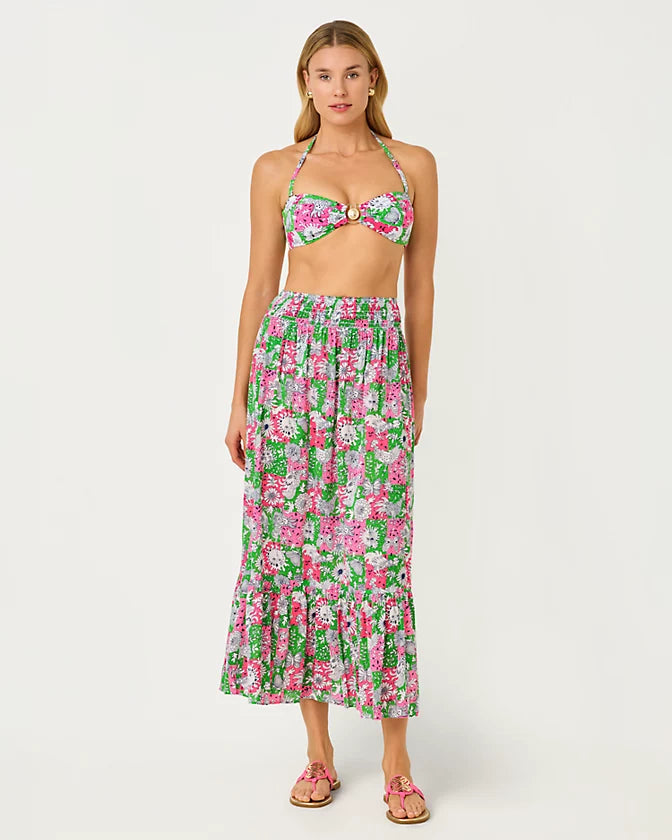 Enzo Maxi Skirt Coverup Cherry Blossom Pink Lil Chicken Check