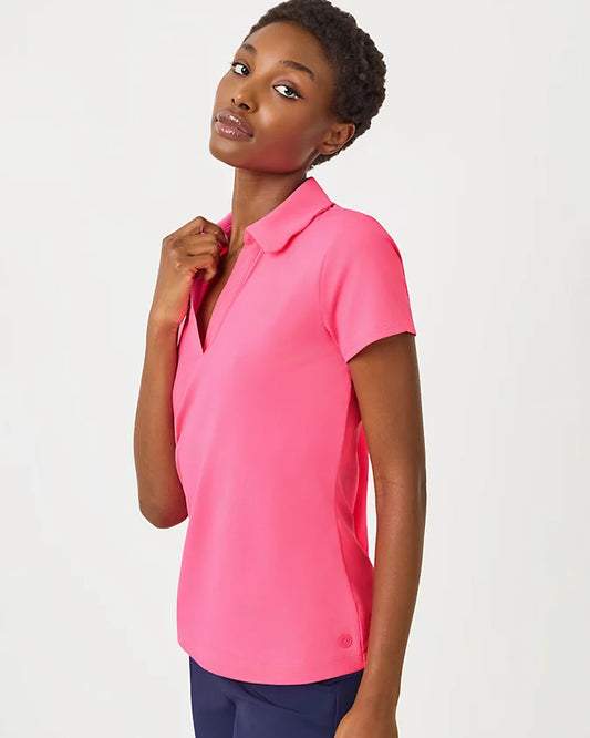 Luxletic Frida Scallop Polo UPF 50+ -  Cherry Blosssom Pink