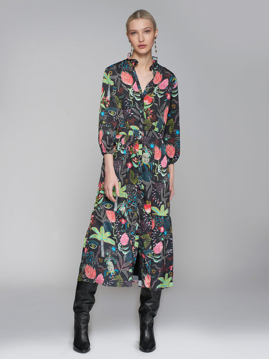 LUCILE DRESS- BLACK FLORAL