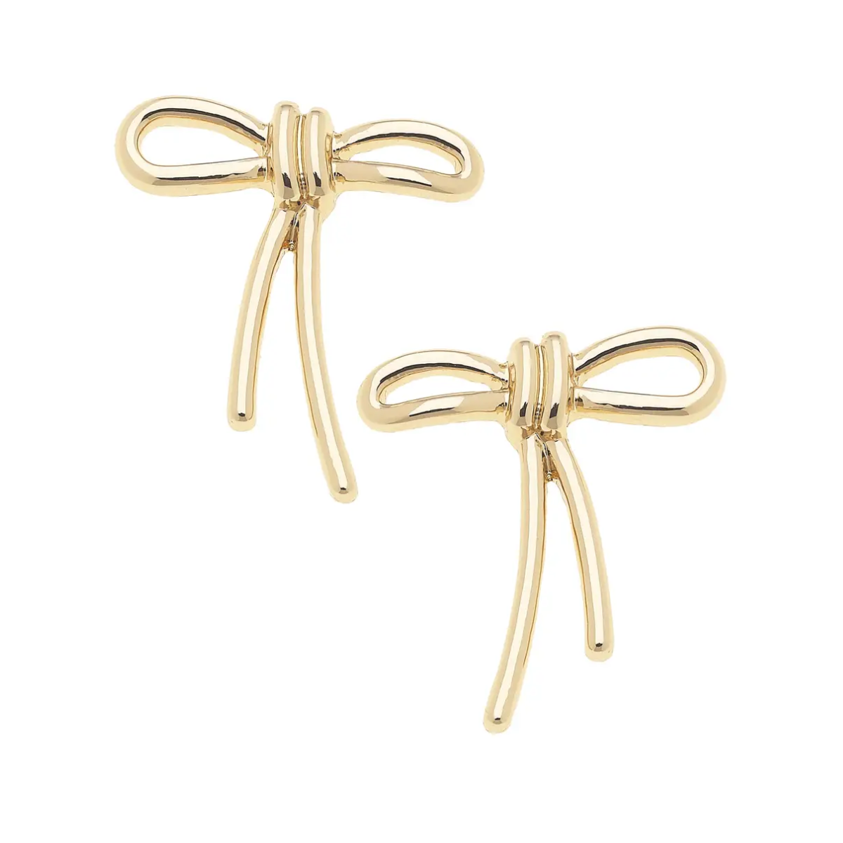 Canvas Style - Molly Lopsided Bow Stud Earrings in Shiny Gold