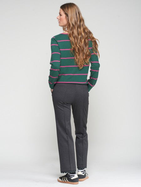 TROUSER CAROLE EMB GRIS FIL A FIL ELASTICO