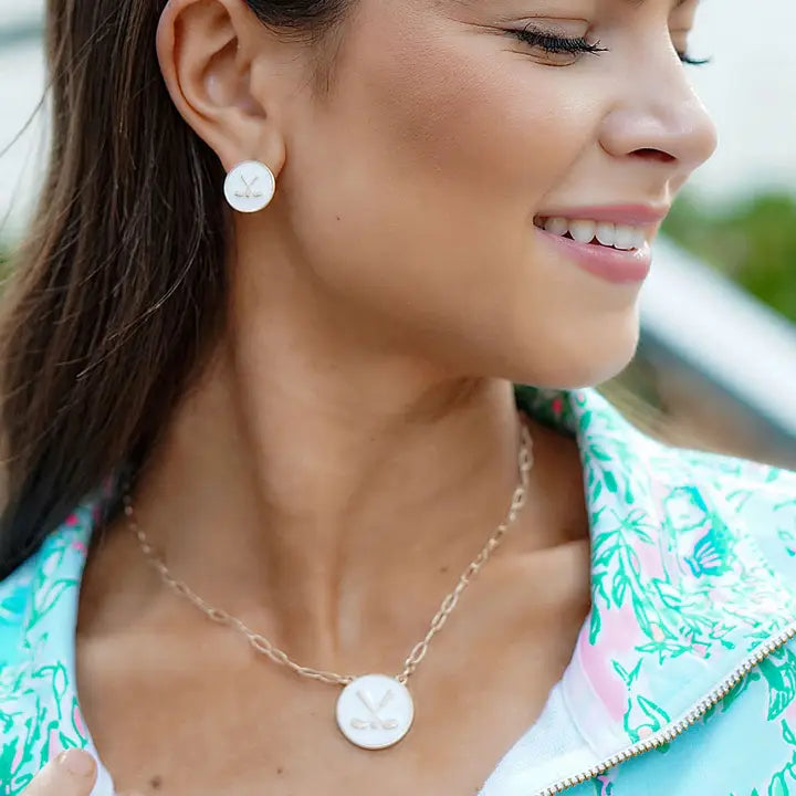 Paige Golf Clubs Enamel Stud Earrings