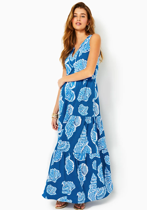 SYDNEE MAXI DRESS - BARTON BLUE - SHELL OF A GOOD TIME OVERSIZED