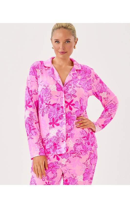 PJ KNIT LS BUTTON-UP TOP - PARIGI PINK - SUPPORTING SQUAD