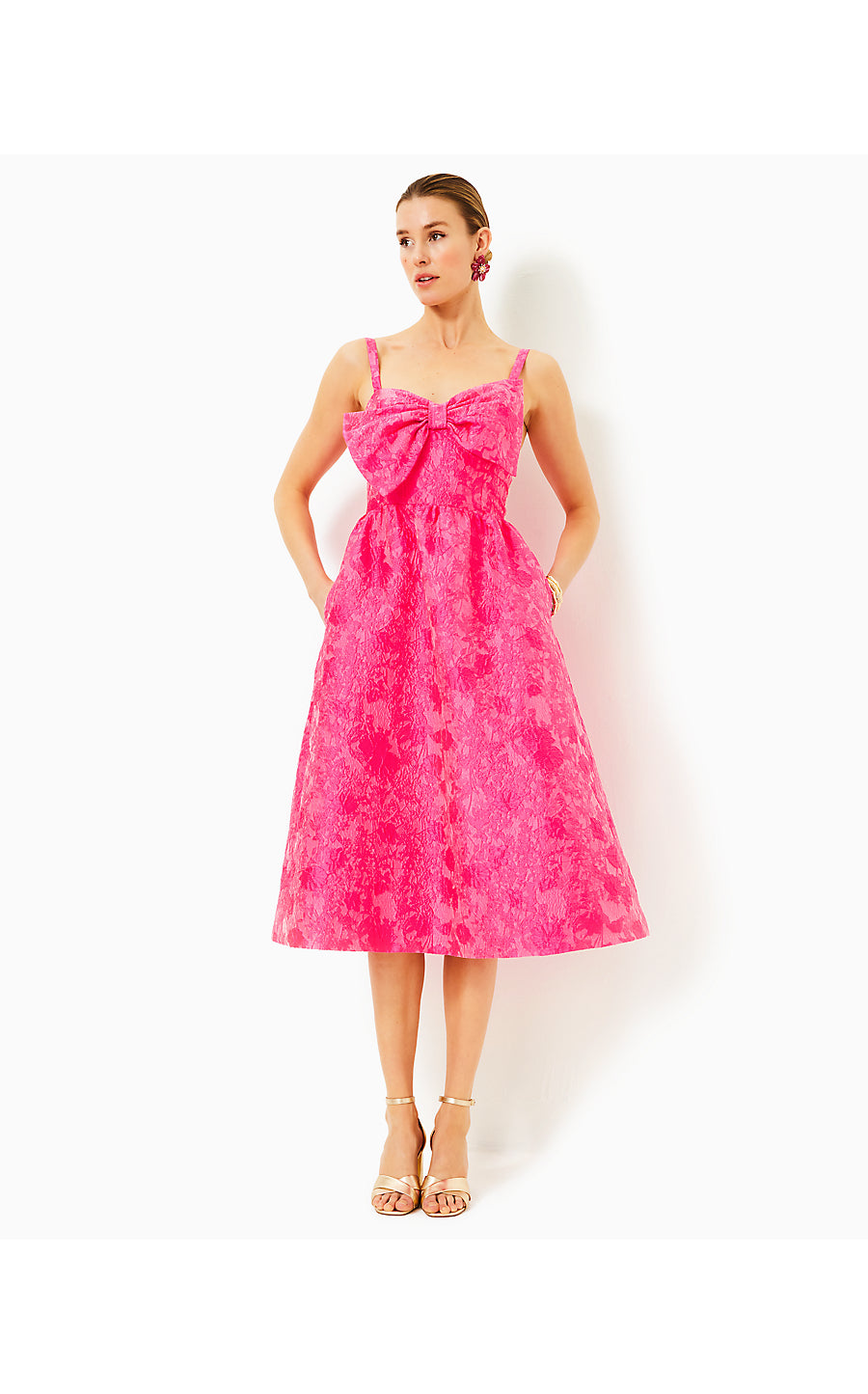 ELLARA MIDI DRESS - PASSION FRUIT PINK - LEAF AN IMPRESSION