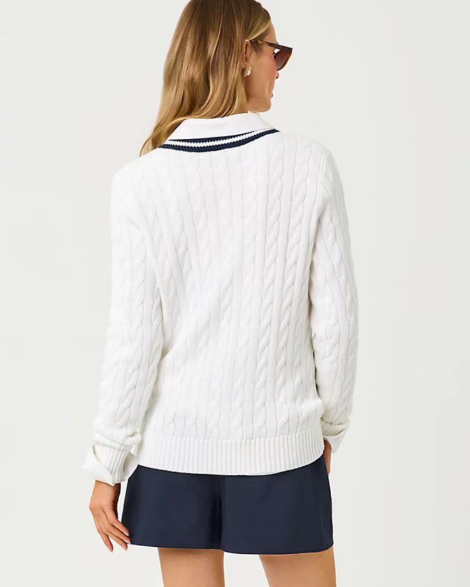BROCKTON SWEATER - RESORT WHITE - CRAB CROCHET