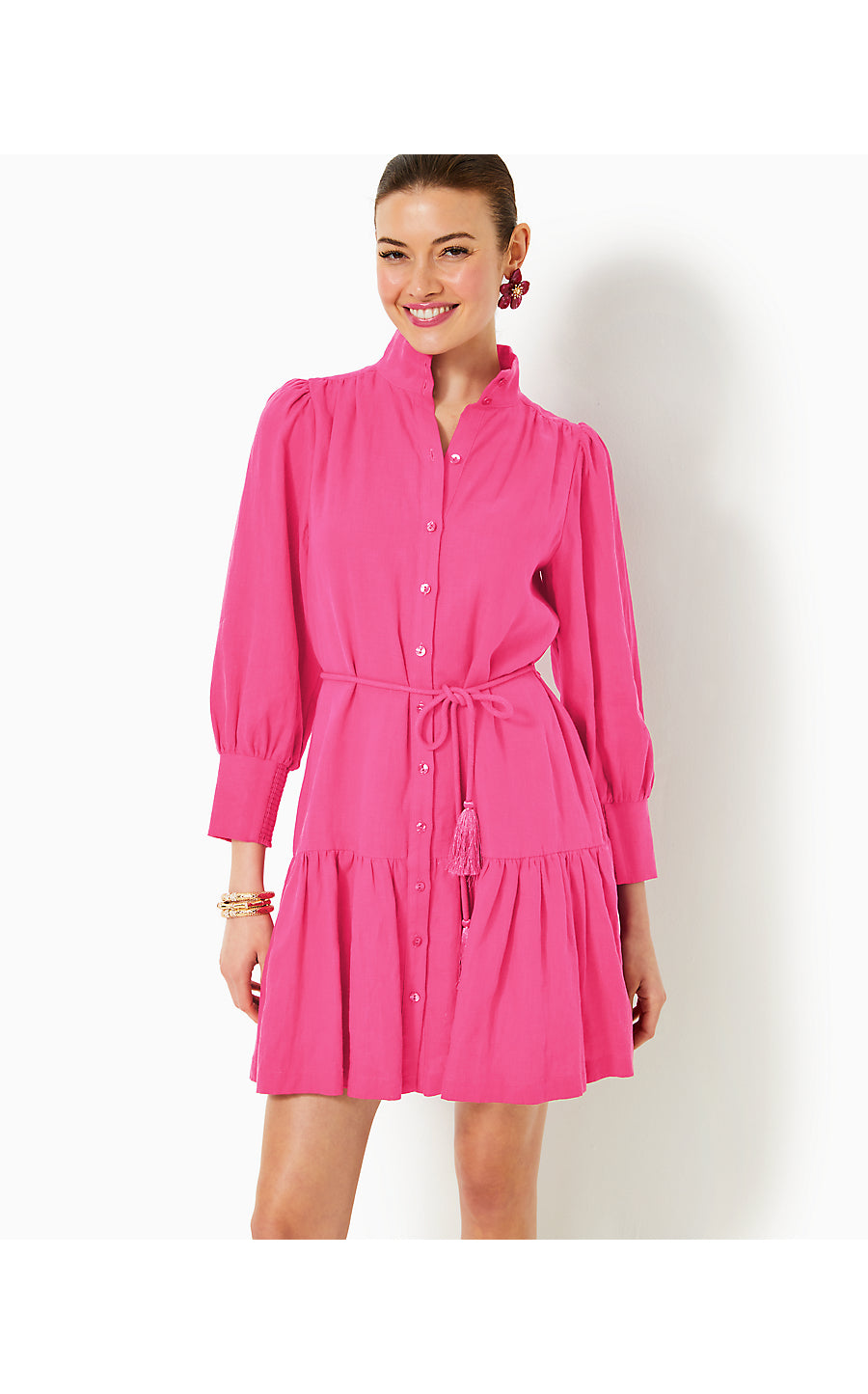 DRENA LINEN DRESS - PASSION FRUIT PINK